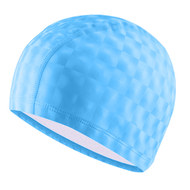 B31517 Шапочка для плавания ПУ одноцветная 3D (Голубая), 10017995, Шапочки текстильные