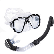 E39238 Набор для плавания взрослый маска+трубка (Силикон) (черный) , 10021318, Наборы для плавания