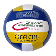 E40003 Мяч волейбольный (бело/сине/желтый), PVC 2.7, 265 гр, машинная сшивка, 10021490, 09.МЯЧИ И АКСЕССУАРЫ