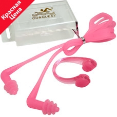 C33555-2 Комплект для плавания беруши и зажим для носа (розовые)