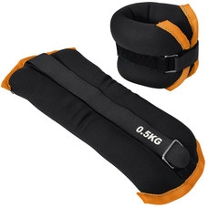 HKAW101-C Утяжелители "ALT Sport" (2х0,5кг) (нейлон) в сумке (черный с оранжевой окантовкой)