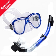 E39239 Набор для плавания взрослый маска+трубка (Силикон) (синий) , 10021319, Наборы для плавания