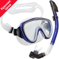 E39241 Набор для плавания взрослый маска+трубка (Силикон) (синий) , 10021321, Наборы для плавания