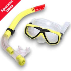 E41220 Набор для плавания детский маска+трубка (ПВХ) (желтый)