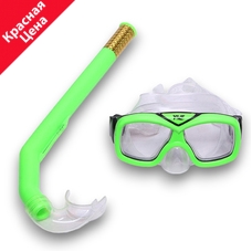E41236 Набор для плавания детский маска+трубка (ПВХ) (зеленый)