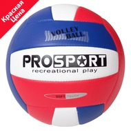 E40006-1 Мяч волейбольный (бело/сине/красный), PU 2.7, 235 гр, машинная сшивка, 10022011, Волейбольные мячи